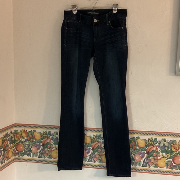 Express Denim - Express Stella Skinny Low Rise Jeans, Size 8R, Dark Blue Denim